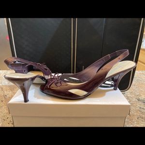 Nine West Plum Patent Kitten Heel